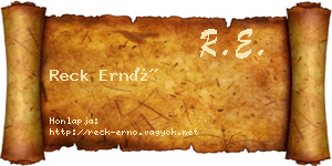 Reck Ernő névjegykártya